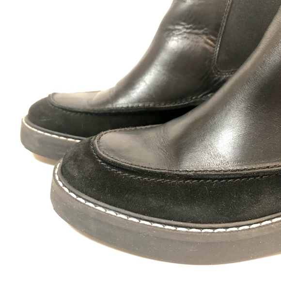 & Other Stories Black Leather Suede Chelsea Platform Pull-on Boots EU 37 - Picture 7 of 14